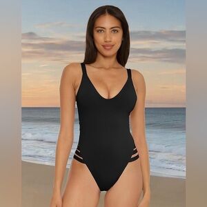 BECCA Women's Standard Color Prism High Leg One Piece Swimsuit-Scoop Neck Medium